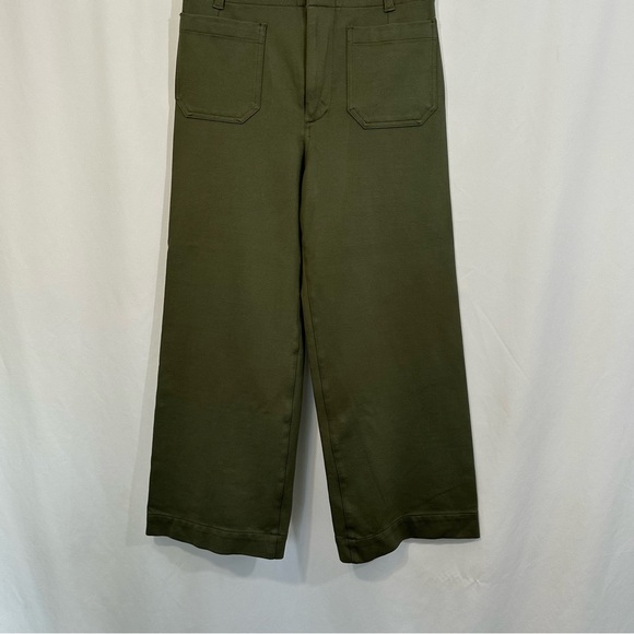 Anthropologie Maeve The Colette High Rise Wide Leg Ponte Pants in Olive Green - Picture 6 of 12